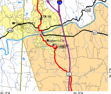 Jonesville, NC (28642) map