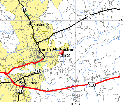 North Wilkesboro, NC (28659) map