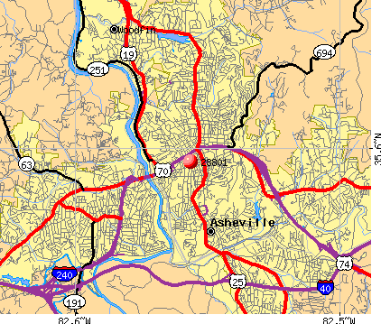 Asheville Zip Code Map