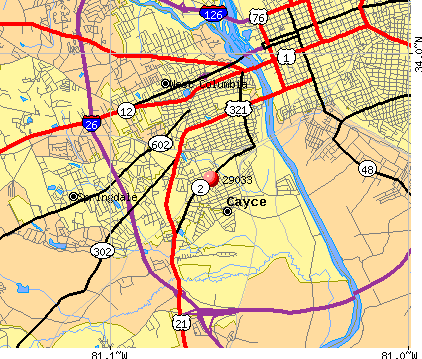 Cayce, SC (29033) map