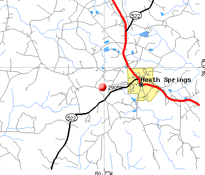 Heath Springs, SC (29058) map