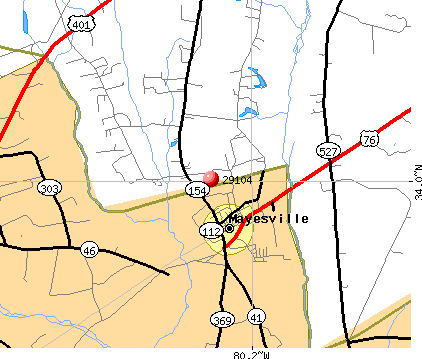 Mayesville, SC (29104) map