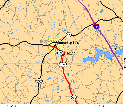 Campobello, SC (29322) map