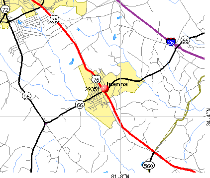 Joanna, SC (29351) map