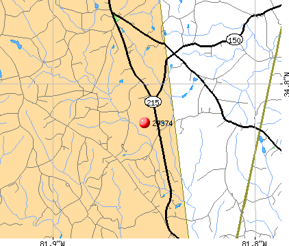 Pauline, SC (29374) map