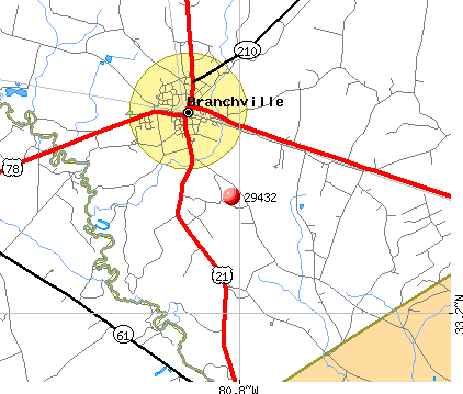 Branchville, SC (29432) map