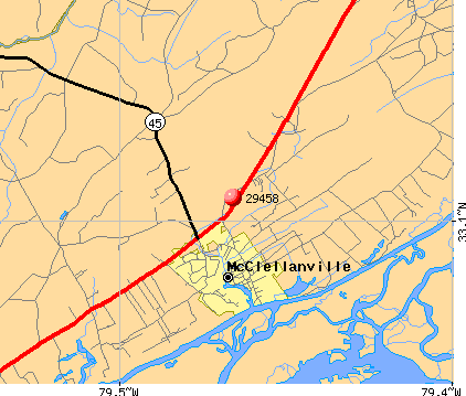 McClellanville, SC (29458) map