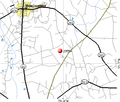 Hemingway, SC (29554) map