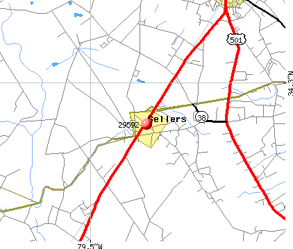 Sellers, SC (29592) map
