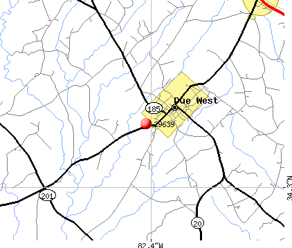 Due West, SC (29639) map