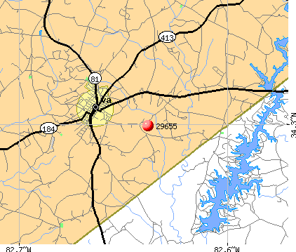 Iva, SC (29655) map