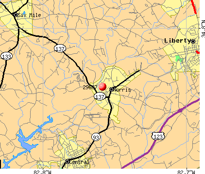 Norris, SC (29667) map