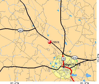 Edgefield, SC (29824) map