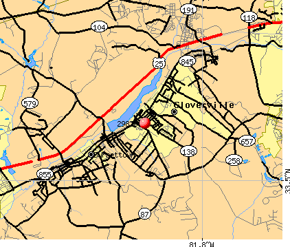 Gloverville, SC (29828) map