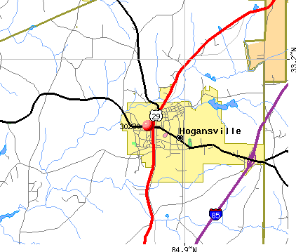 Hogansville, GA (30230) map