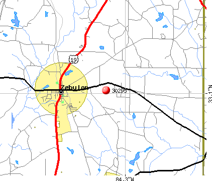 Zebulon, GA (30295) map