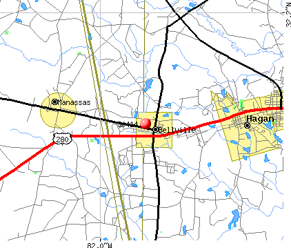 Bellville, GA (30414) map