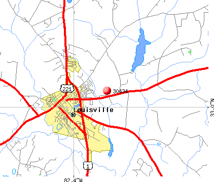 Louisville, GA (30434) map
