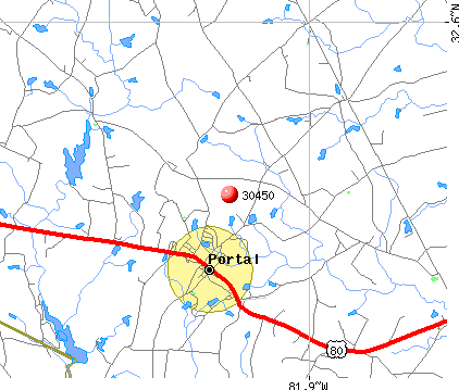 Portal, GA (30450) map
