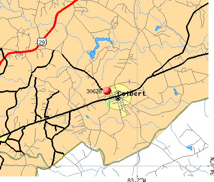 Colbert, GA (30628) map