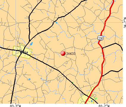 Danielsville, GA (30633) map