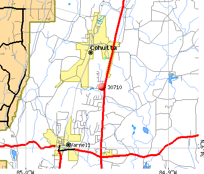 Cohutta, GA (30710) map