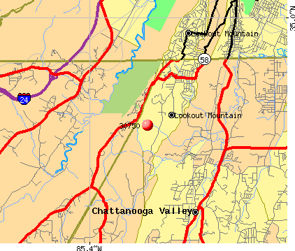 Lookout Mountain, GA (30750) map