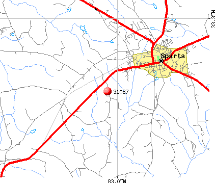 Sparta, GA (31087) map