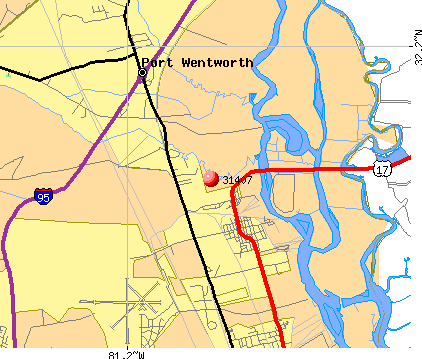Port Wentworth, GA (31407) map