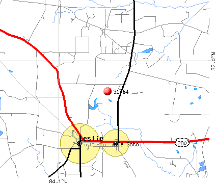 Leslie, GA (31764) map