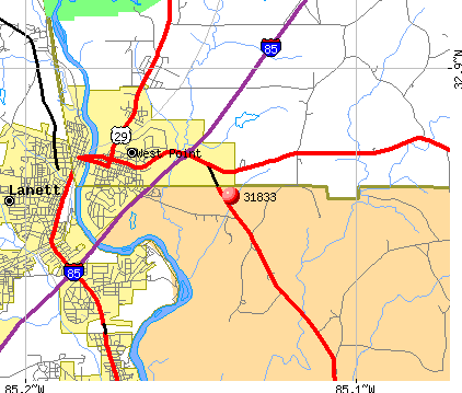 West Point, GA (31833) map