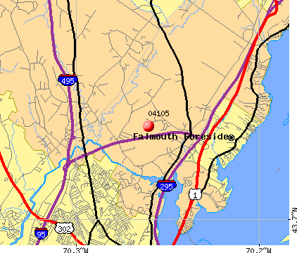 Falmouth Foreside, ME (04105) map