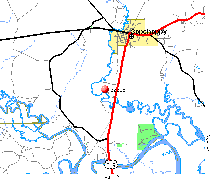 Sopchoppy, FL (32358) map