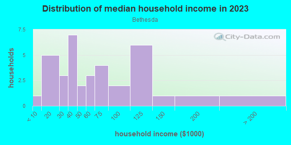 Household income distribution in 2013 in Bethesda in Grand Junction neighborhood in CO