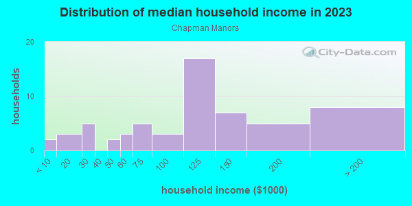 Household income distribution in 2013 in Chapman Manors in Lutz neighborhood in FL