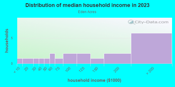 Household income distribution in 2013 in Eden Acres in Lutz neighborhood in FL