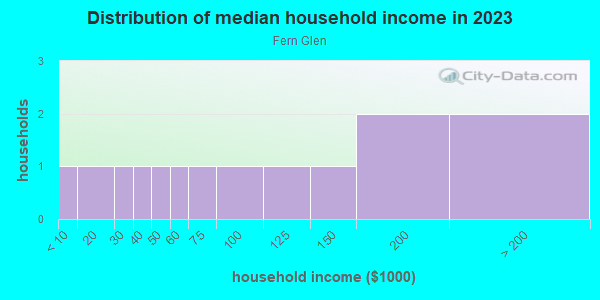 Household income distribution in 2013 in Fern Glen in Lutz neighborhood in FL