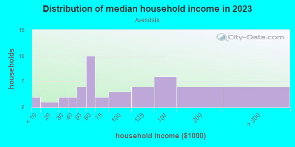 Household income distribution in 2013 in Avendale in Lutz neighborhood in FL