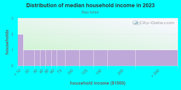 Household income distribution in 2013 in Rau Acres in Lutz neighborhood in FL