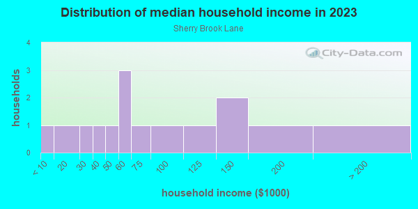 Household income distribution in 2013 in Sherry Brook Lane in Lutz neighborhood in FL