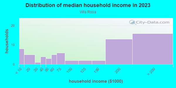 Household income distribution in 2013 in Villa Rosa in Lutz neighborhood in FL
