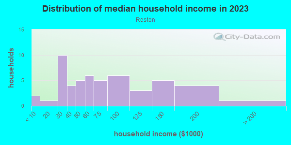 Household income distribution in 2013 in Reston in Havana neighborhood in FL