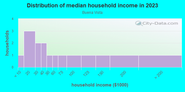 Household income distribution in 2013 in Buena Vista in Miami neighborhood in FL