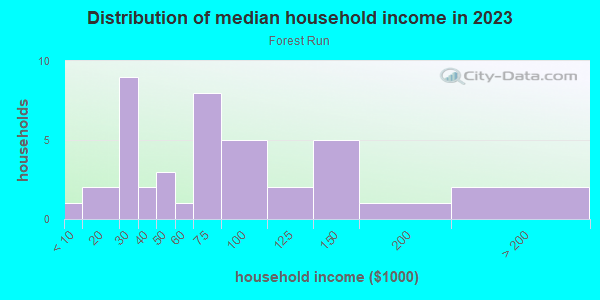 Household income distribution in 2013 in Forest Run in Clearwater neighborhood in FL