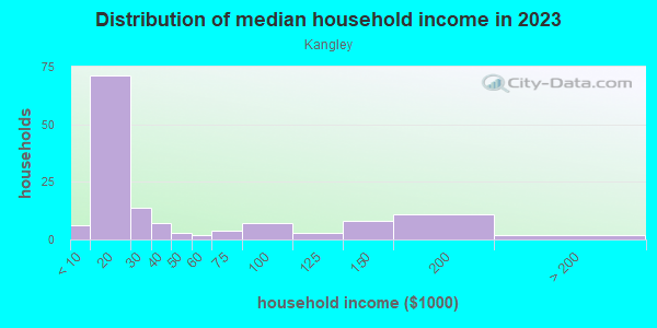 Household income distribution in 2013 in Kangley in Streator neighborhood in IL