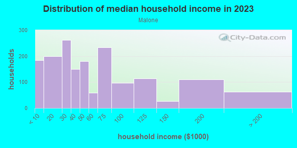 Household income distribution in 2013 in Malone in Lincoln neighborhood in NE