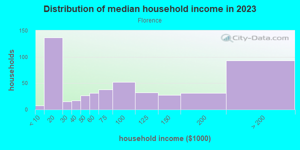 Household income distribution in 2013 in Florence in Omaha neighborhood in NE