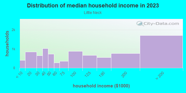 Household income distribution in 2013 in Little Neck in Little Neck neighborhood in NY
