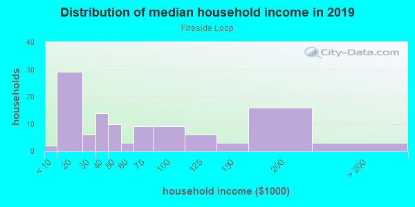 Household income distribution in 2013 in Fireside Loop in Austin neighborhood in TX