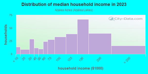 Household income distribution in 2013 in Azalea Acres in Norfolk neighborhood in VA